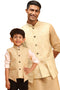 VASTRAMAY Baap Beta Jacquard Silk Double Flap Pocket Jacket Set